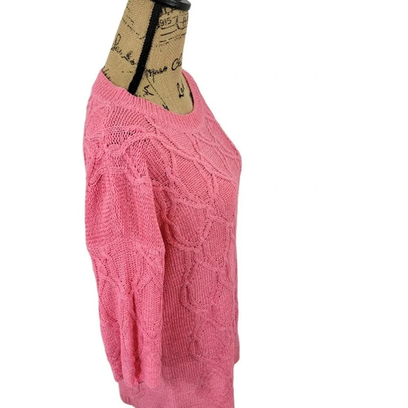 ZARA KNIT Women's Regular Cable Knit Ribbed Oversized Sweater Pink Size Medium - Picture 8 of 14